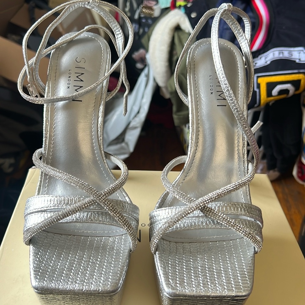 Silver platform heels
